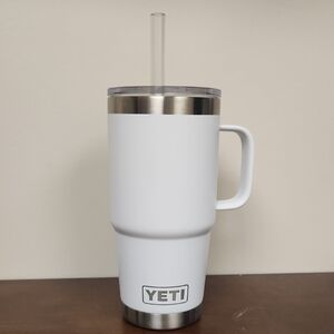 YETI White 25oz Travel Mug with Handle And Straw
